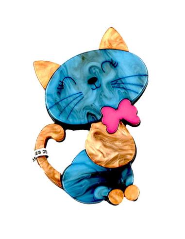 BROCHES DE MUJER CON GATITO AZUL | EL JARDIN DEL DESEO
