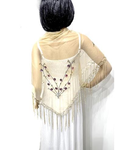 CHALES DORADOS MANTONES CON FLECOS Y FLORES | CHALES FLAMENCAS