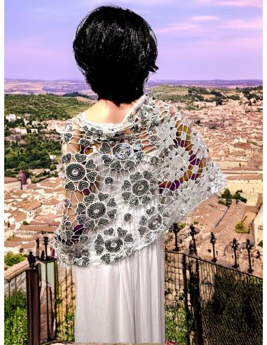 CHALES PLATEADOS DE FIESTA ENCAJE Y LENTEJUELAS | CHALES MUJER