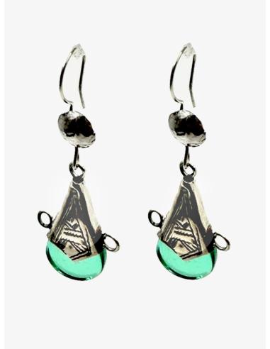 PENDIENTES PLATEADOS Y VERDES JOYAS TUAREG BEREBER | PENDIENTES MUJER BOHO