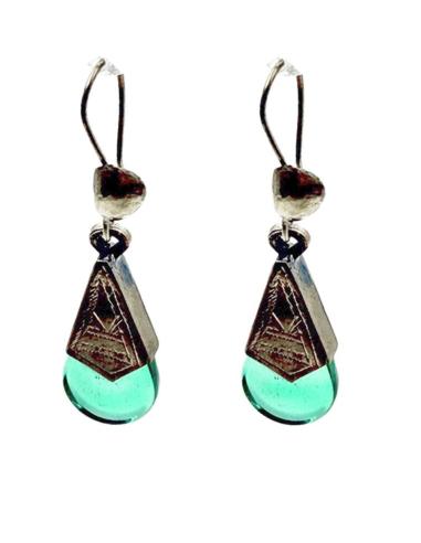 PENDIENTES DORADOS Y VERDES JOYAS TUAREG BEREBER | PENDIENTES MUJER BOHO