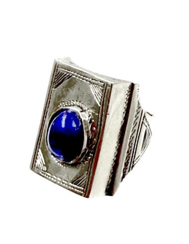 ANILLOS PLATEADOS HOMBRE JOYAS TUAREG PIEDRA AZUL | Sellos piedra hombre