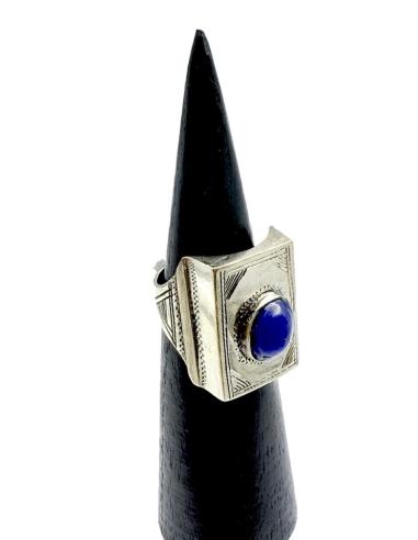 ANILLOS PLATEADOS HOMBRE JOYAS TUAREG PIEDRA AZUL | Sellos piedra hombre