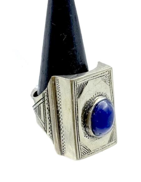 ANILLOS PLATEADOS HOMBRE JOYAS TUAREG PIEDRA AZUL | Sellos piedra hombre
