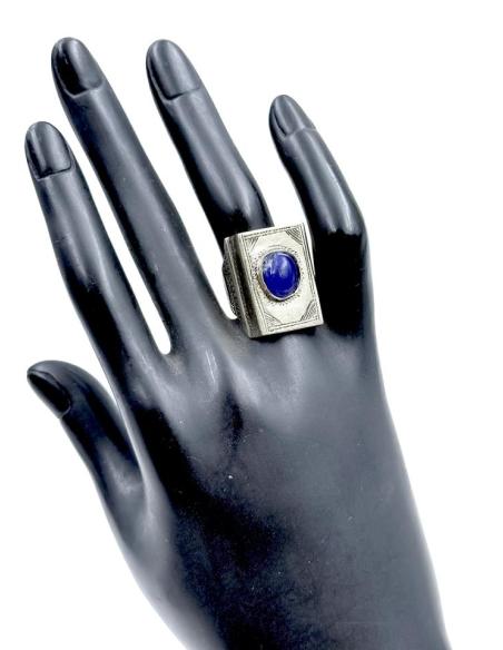 ANILLOS PLATEADOS HOMBRE JOYAS TUAREG PIEDRA AZUL | Sellos piedra hombre