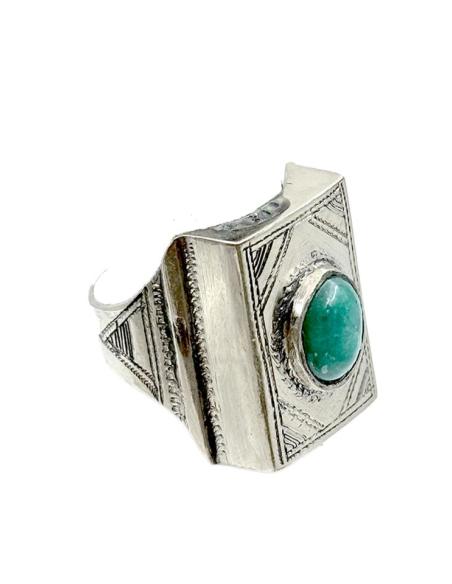 ANILLOS PLATEADOS HOMBRE JOYAS TUAREG PIEDRA VERDE | Sellos piedra hombre