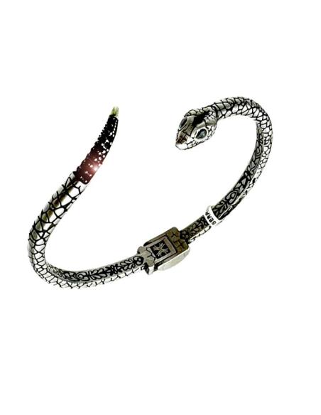 PULSERAS HOMBRE DE SERPIENTE EN ACERO Y CRISTAL | COMPLEMENTOS HOMBRE