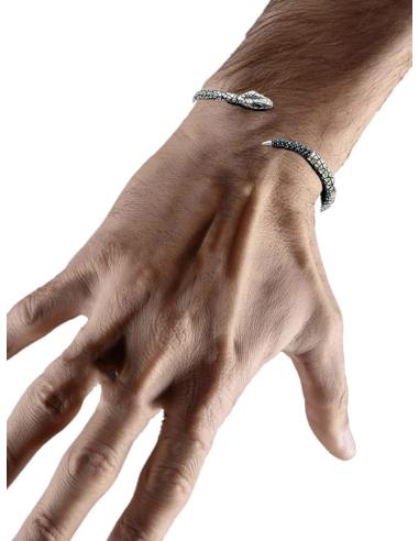 PULSERAS HOMBRE DE SERPIENTE EN ACERO Y CRISTAL | COMPLEMENTOS HOMBRE