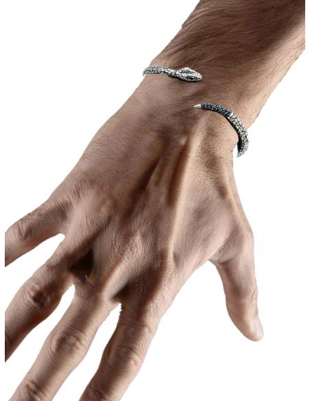 PULSERAS HOMBRE DE SERPIENTE EN ACERO Y CRISTAL | COMPLEMENTOS HOMBRE