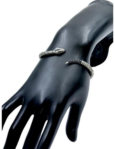 PULSERAS HOMBRE DE SERPIENTE EN ACERO Y CRISTAL | COMPLEMENTOS HOMBRE