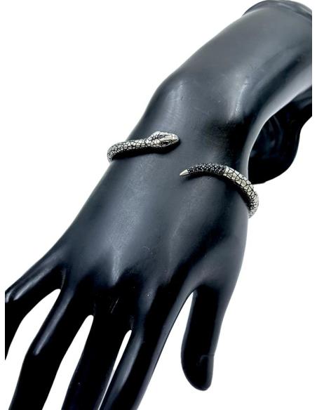 PULSERAS HOMBRE DE SERPIENTE EN ACERO Y CRISTAL | COMPLEMENTOS HOMBRE