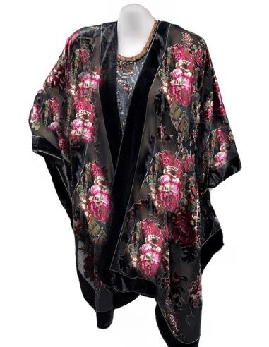 KIMONOS DE MUJER NEGROS ESTAMPADOS | ACCESORIOS SEDA BODAS