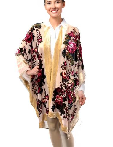 KIMONOS DE MUJER ROSAS ESTAMPADOS | ACCESORIOS SEDA BODAS