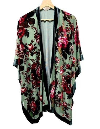 KIMONOS DE MUJER VERDES BOTELLA ESTAMPADOS | ACCESORIOS SEDA BODAS