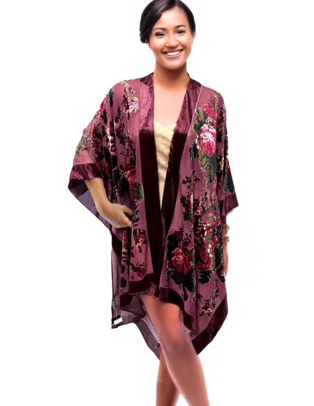KIMONOS DE MUJER GRANATES ESTAMPADOS | ACCESORIOS SEDA BODAS