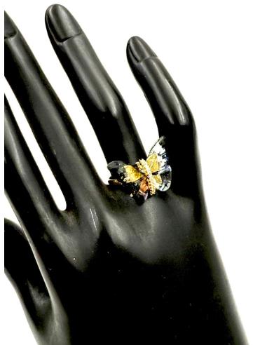 ANILLOS MUJER NEGROS Y DORADOS CON BELLA MARIPOSA | SORTIJAS MUJER