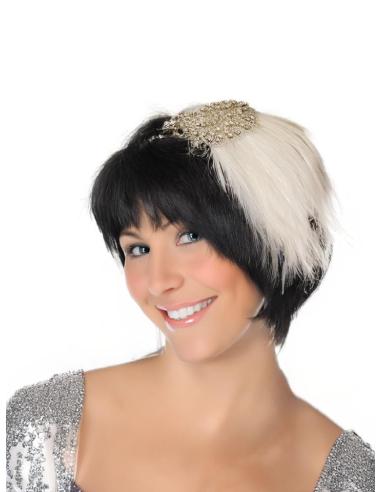 DIADEMAS BLANCAS CON PLUMAS Y PEDRERIA TOCADO BODA