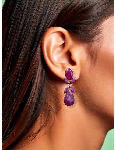 PENDIENTES BUGAMBILIA OSCURO O MORADO CARDENAL PARA DIA Y NOCHE