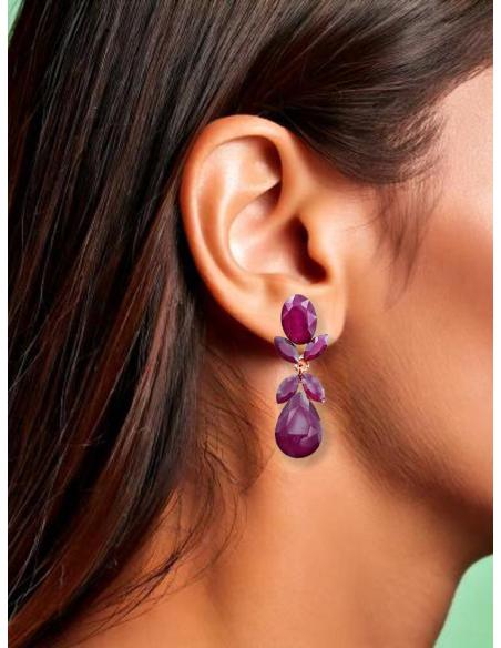 PENDIENTES BUGAMBILIA OSCURO O MORADO CARDENAL PARA DIA Y NOCHE