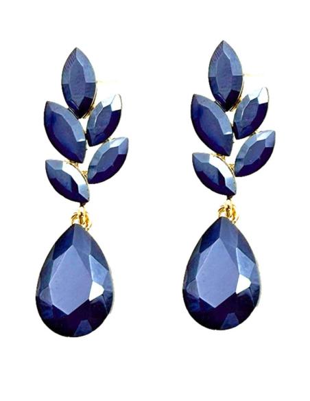 PENDIENTES MUJER AZULES MARINO EN CRISTAL ELEGANTE