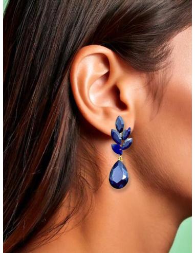 PENDIENTES MUJER AZULES MARINO EN CRISTAL ELEGANTE