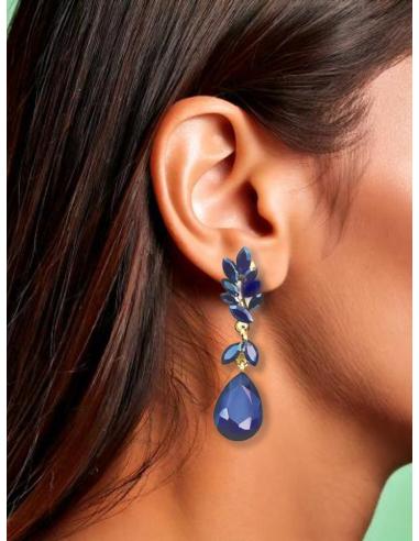 PENDIENTES LARGOS AZULES MARINO PARA NOCHE Y BODAS