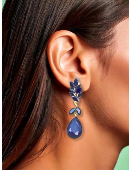 PENDIENTES LARGOS AZULES MARINO PARA NOCHE Y BODAS