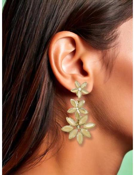 PENDIENTES DE FIESTA BEIGE PARA BODAS DE NOCHE Y OTROS EVENTOS