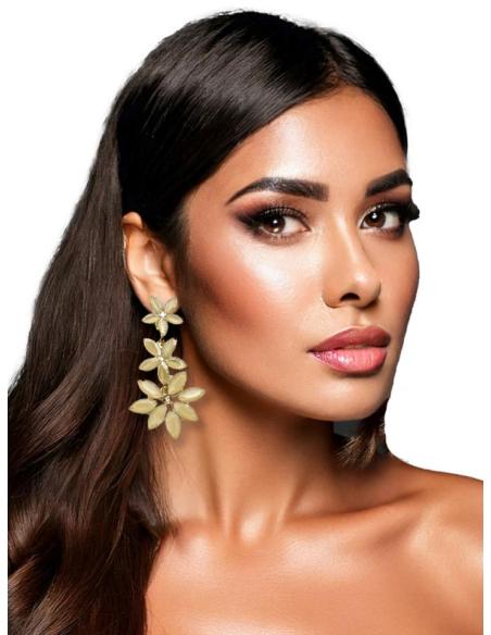 PENDIENTES DE FIESTA BEIGE PARA BODAS DE NOCHE Y OTROS EVENTOS