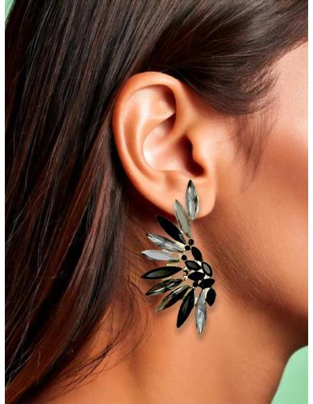 PENDIENTES PARA MUJER DE FIESTA NEGROS Y GRISES
