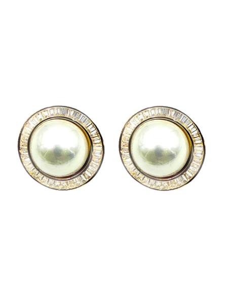 PENDIENTES DE PERLAS DE CLIP DORADOS DE FIESTA PARA BODAS Y BAUTIZOS