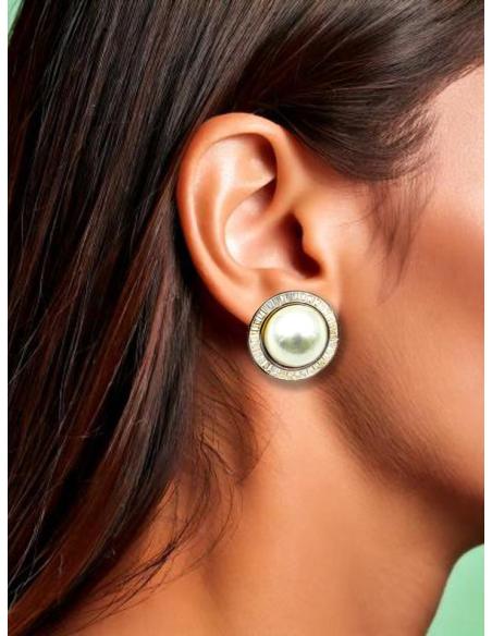 PENDIENTES DE PERLAS DE CLIP DORADOS DE FIESTA PARA BODAS Y BAUTIZOS