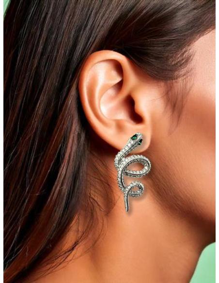 PENDIENTES PLATEADOS DE SERPIENTES CON CIRCONITAS