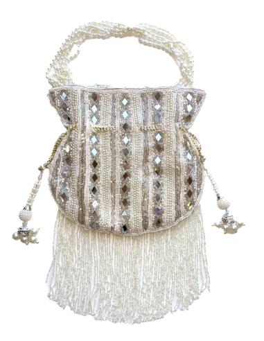BOLSOS DE FIESTA BOMBONERA BLANCO Y CRISTAL ESPEJO | EL JARDIN DEL DESEO