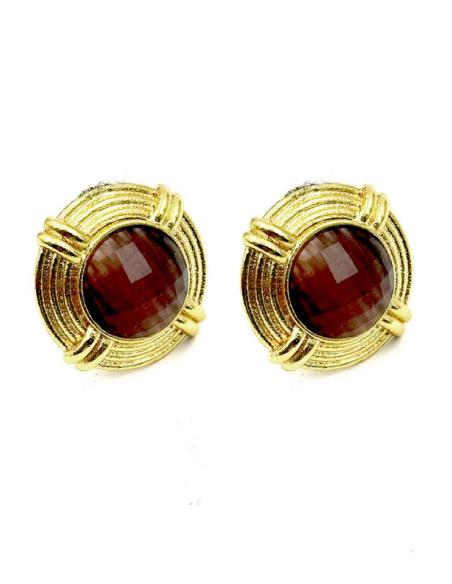 PENDIENTES CORTOS DORADOS VINTAGE CON PIEDRAS | ACCESORIOS BODA
