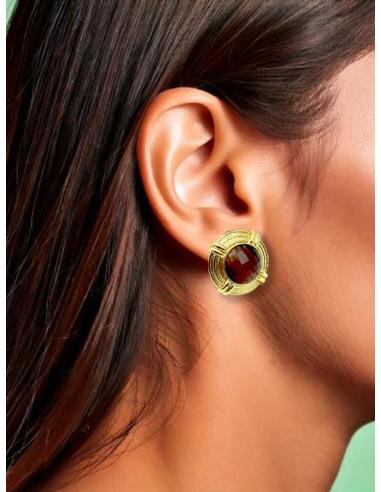 PENDIENTES CORTOS DORADOS VINTAGE CON PIEDRAS | ACCESORIOS BODA