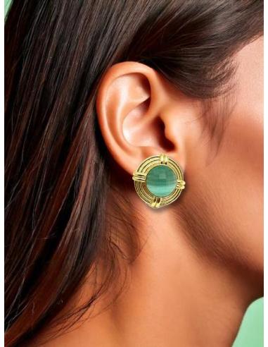 PENDIENTES CORTOS DORADOS VINTAGE CON PIEDRAS | ACCESORIOS BODA