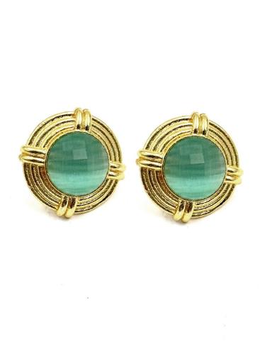 PENDIENTES CORTOS DORADOS VINTAGE CON PIEDRAS | ACCESORIOS BODA