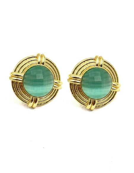 PENDIENTES CORTOS DORADOS VINTAGE CON PIEDRAS | ACCESORIOS BODA
