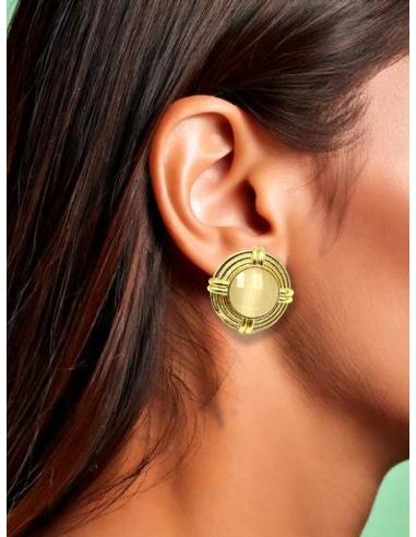 PENDIENTES CORTOS DORADOS VINTAGE CON PIEDRAS | ACCESORIOS BODA