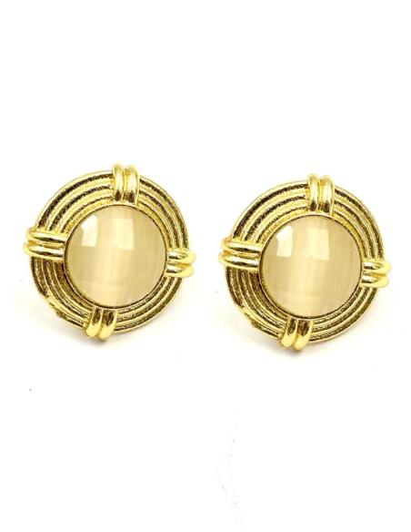 PENDIENTES CORTOS DORADOS VINTAGE CON PIEDRAS | ACCESORIOS BODA