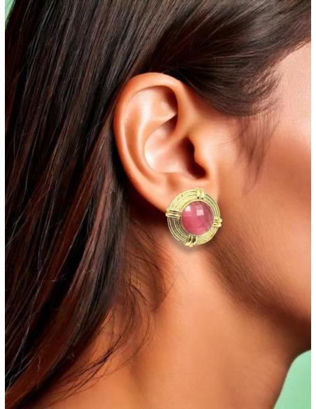 PENDIENTES CORTOS DORADOS VINTAGE CON PIEDRAS | ACCESORIOS BODA