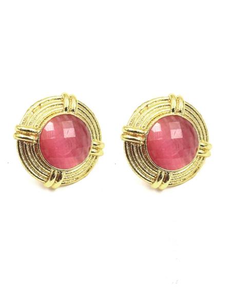 PENDIENTES CORTOS DORADOS VINTAGE CON PIEDRAS | ACCESORIOS BODA