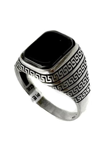 ANILLOS HOMBRE DE PLATA Y PIEDRA NEGRA ONIX GRANDE | SELLOS PLATA HOMBRE