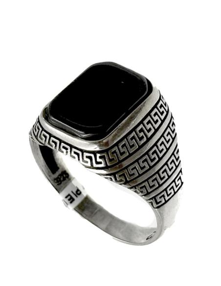 ANILLOS HOMBRE DE PLATA Y PIEDRA NEGRA ONIX GRANDE | SELLOS PLATA HOMBRE