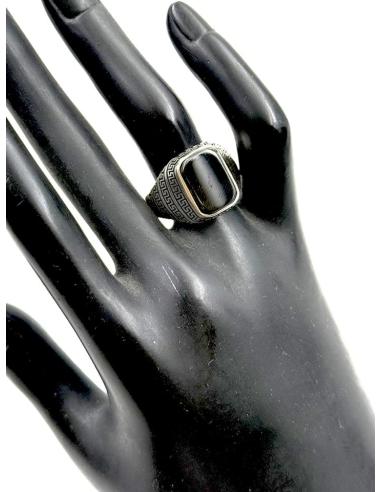 ANILLOS HOMBRE DE PLATA Y PIEDRA NEGRA ONIX GRANDE | SELLOS PLATA HOMBRE