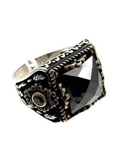 ANILLOS HOMBRE PLATA Y PIEDRA NEGRA SEMIPRECIOSA | SELLOS PLATA HOMBRE