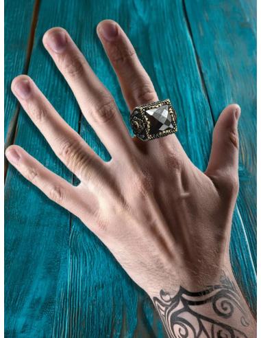 ANILLOS HOMBRE PLATA Y PIEDRA NEGRA SEMIPRECIOSA | SELLOS PLATA HOMBRE