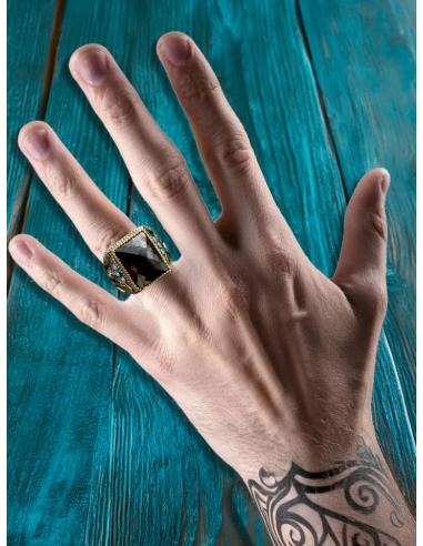 ANILLOS HOMBRE DE PLATA SELLOS CON PIEDRA NEGRA | SELLOS PLATA HOMBRE