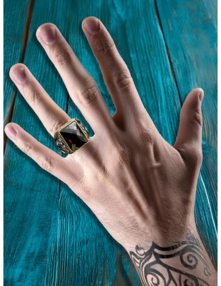 ANILLOS HOMBRE DE PLATA SELLOS CON PIEDRA NEGRA | SELLOS PLATA HOMBRE